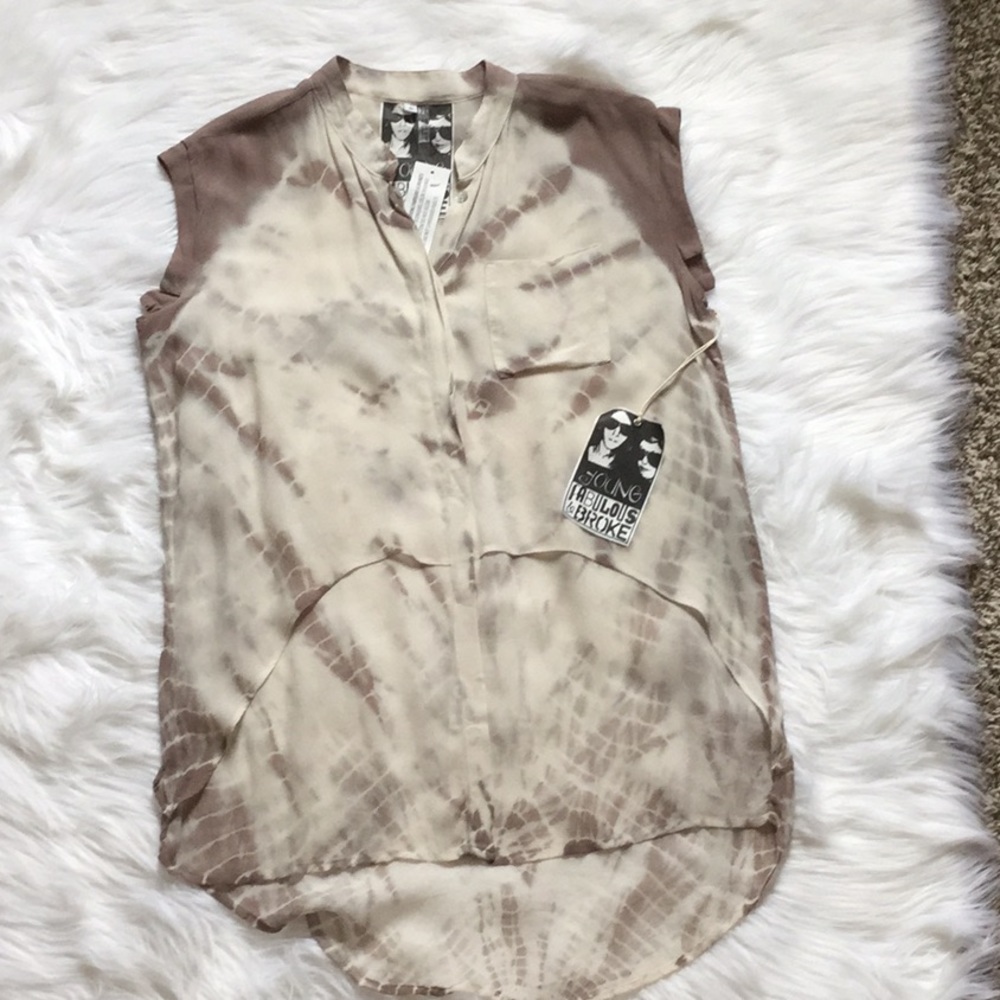 Young Fabulous & Broke button down top tie dye